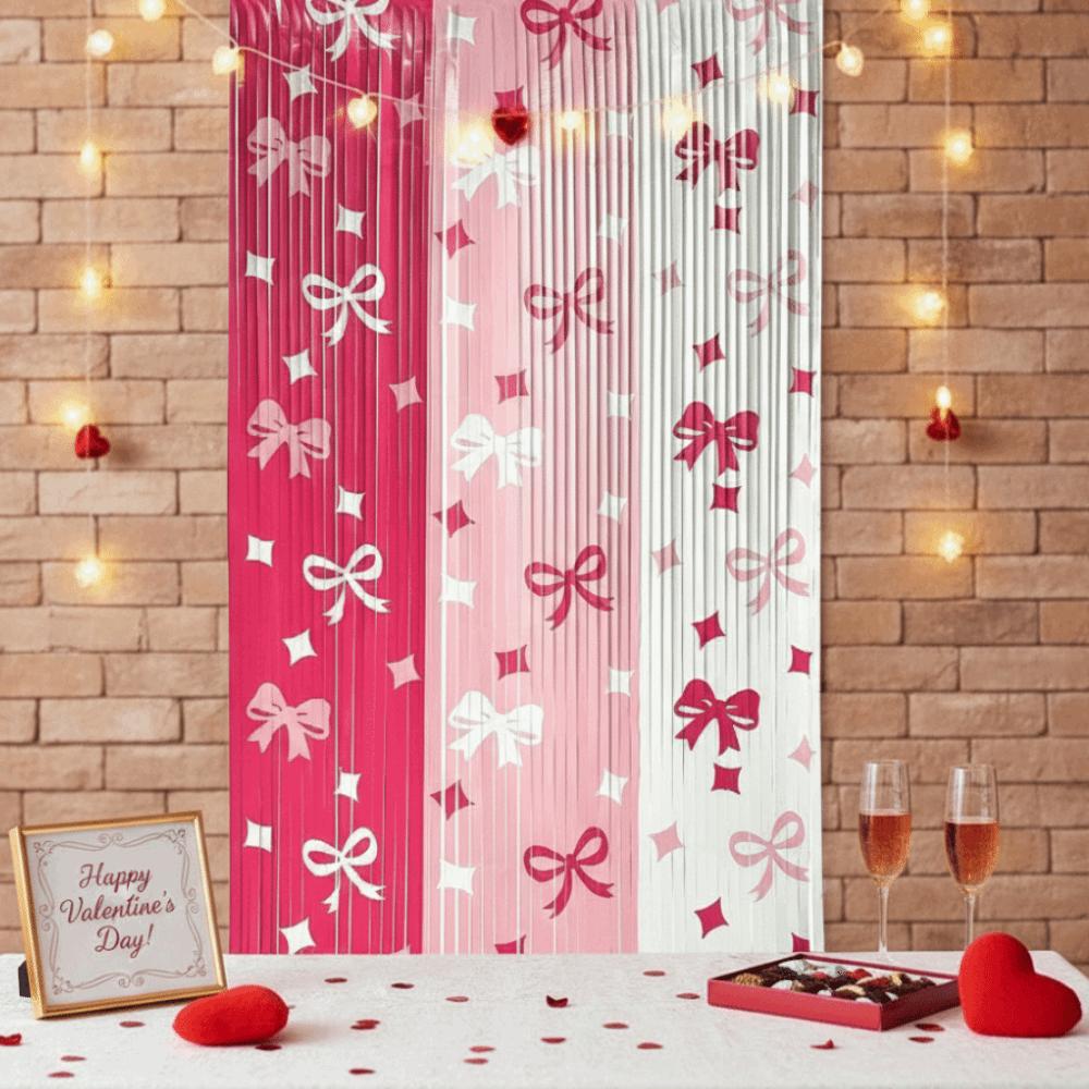 Love Heart Valentine's Day Party Backdrop Plastic Party Curtain Wall Decor  Home Room
