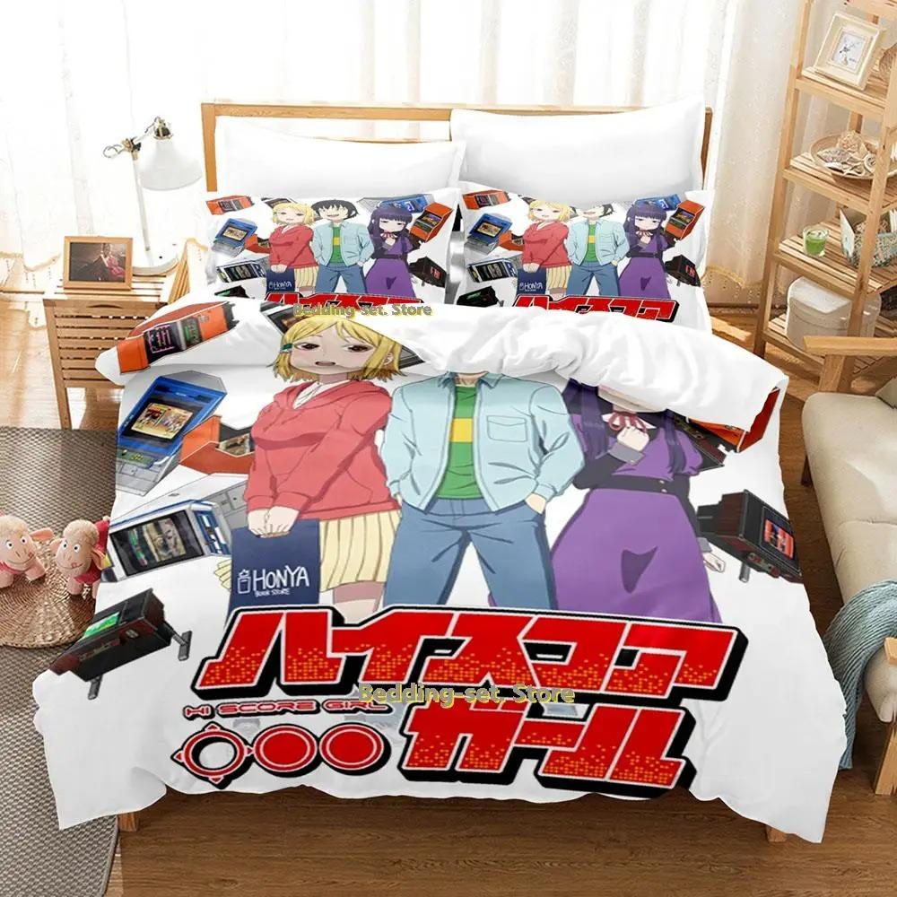Kawaii Hi Score Girl Bettwäscheset Einzelbett Twin Full Queen King Size Bettset Erwachsene Kind Schlafzimmer Bettbezugsets Mädchen Anime Bett