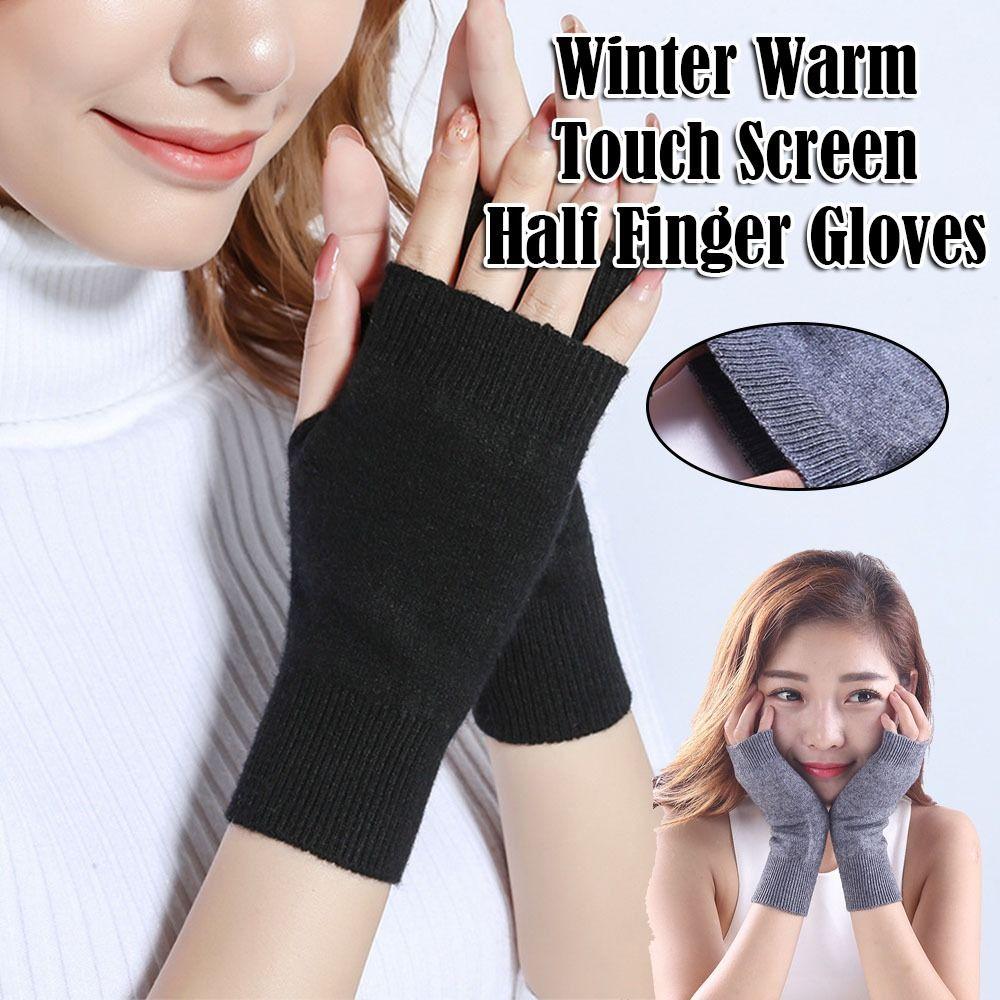 Touch Screen Half Finger Gloves Warm Knitted Mittens Comfortable Cycling Mittens