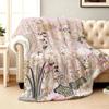 VIKAMA Floral Flannel Blanket for Bedroom Dormitory Nap Sofa Throw Blanket Air Conditioner Camping Travel Blanket Home Decor