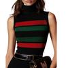 Summer 2026 Women's Petite Striped Sleeveless Knit Vest - Slimming Short Base Layer Top