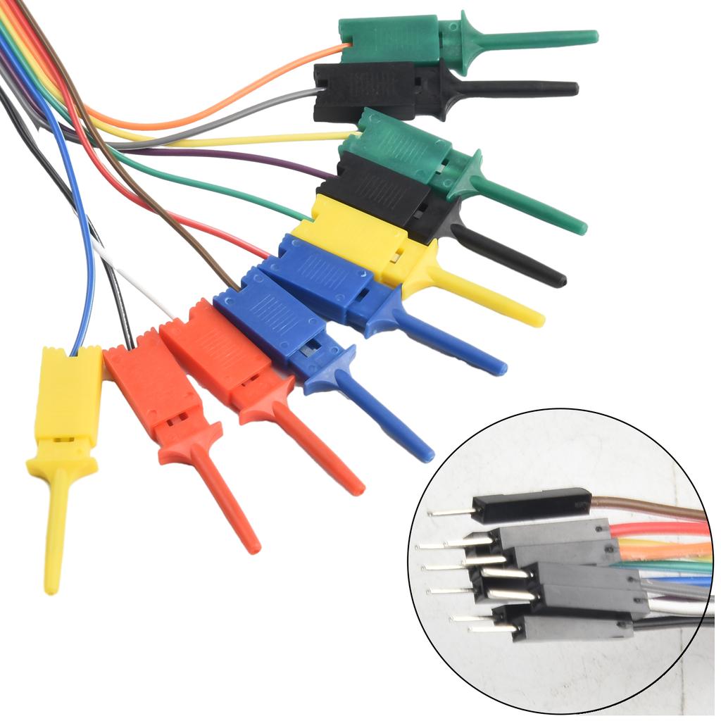 Male/Female Logic Analyzer Cable Test 25cm10 Needle Hook Clamp Kit 5-Color Logic Analyzer Cable Clamp Probe Retractable Clip