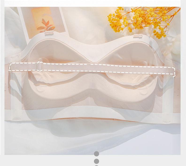 Large Size Women Strapless Lingerie Minimizer Bra Beauty Back Wireless Brassiere Gathered Push Up Bralette Non Slip Seamless Underwear Top