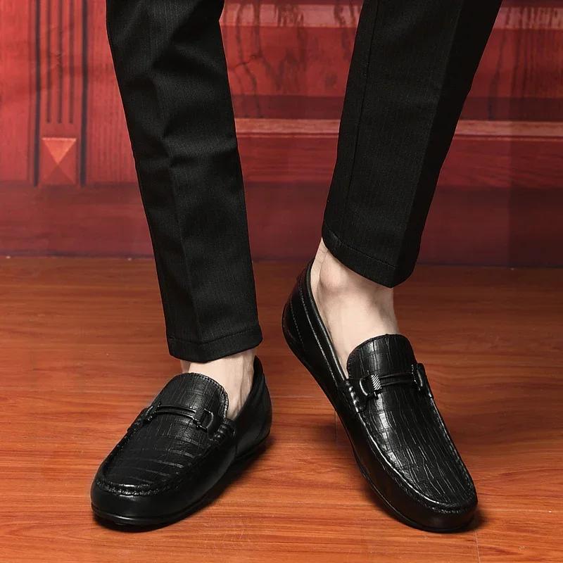 Luxury Brand Genuine Leather Men Shoes Loafers Business Casual Leather Shoes Men Flat shoes