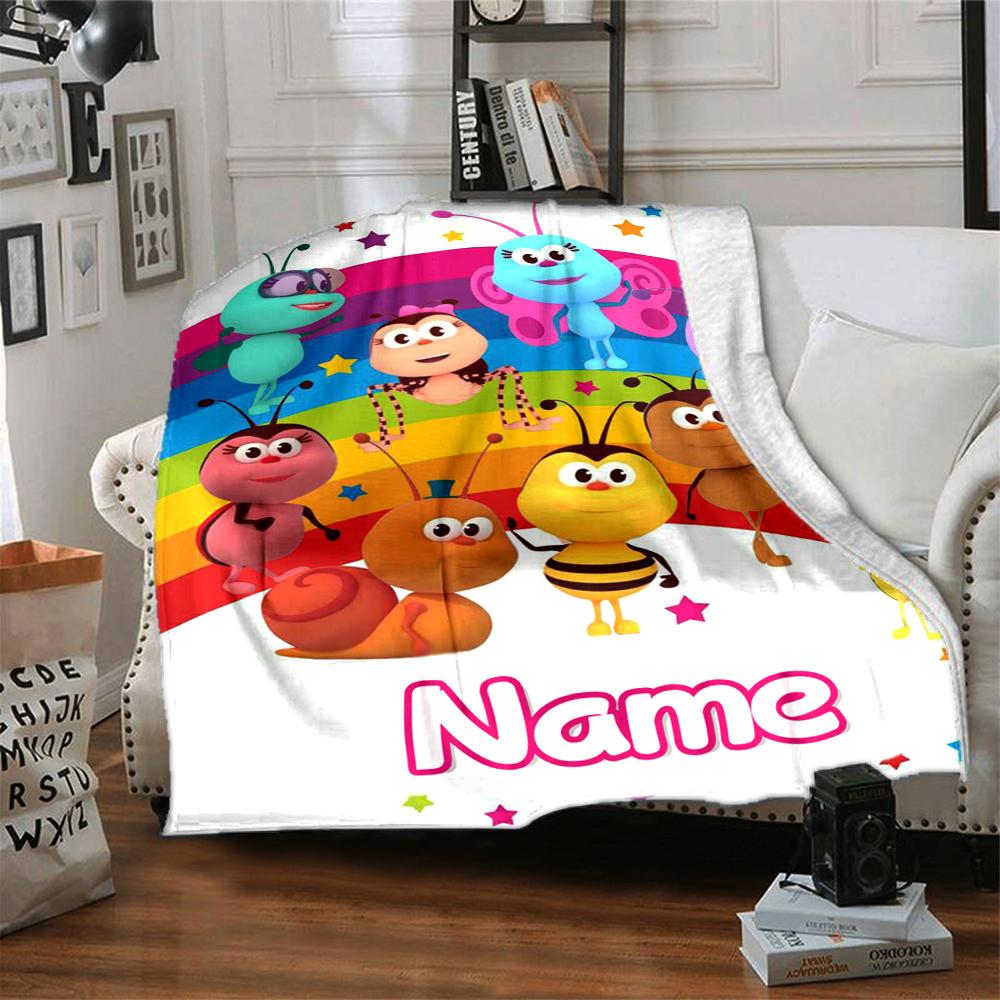 Custom Name Bugs Garden Party Blanket For Couch Bed Plush Cozy Fuzzy Blanket Super Soft Warm Blankets For Fall And Winter 09167