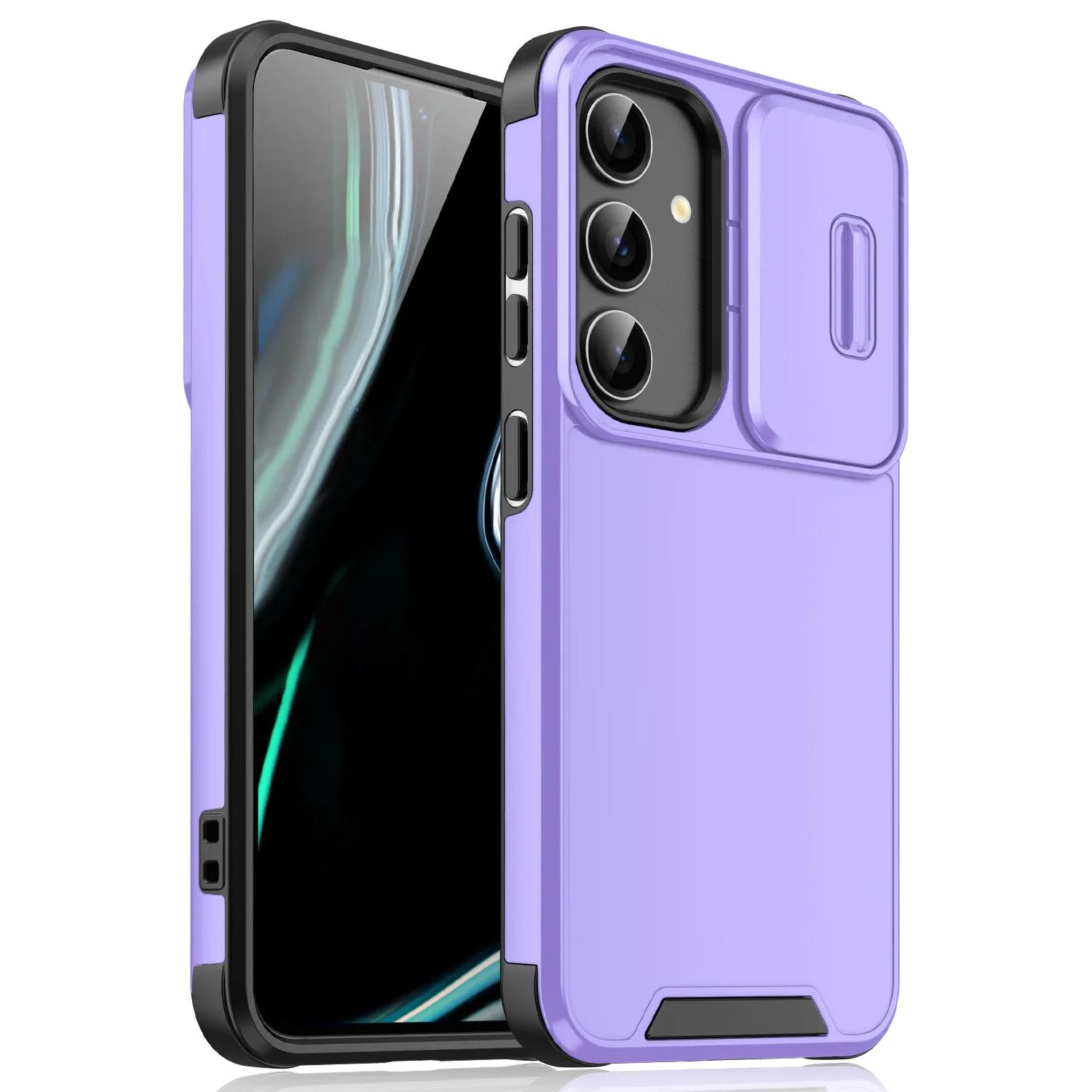 Telefoonhoesje met Camera-schuifbescherming voor Samsung Galaxy A56 A36 A16 A06 A55 A54 A35 A25 A15 A53 A23 A32 A14 A13 A04S 5G 4G Cover Galaxy A32 5G paars