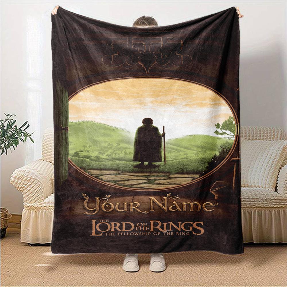 Lord Rings Personalized Name Blanket Gift Customizable Blanket Comfortable Throw For Nap Chair Sofa Bedding All-Season Use