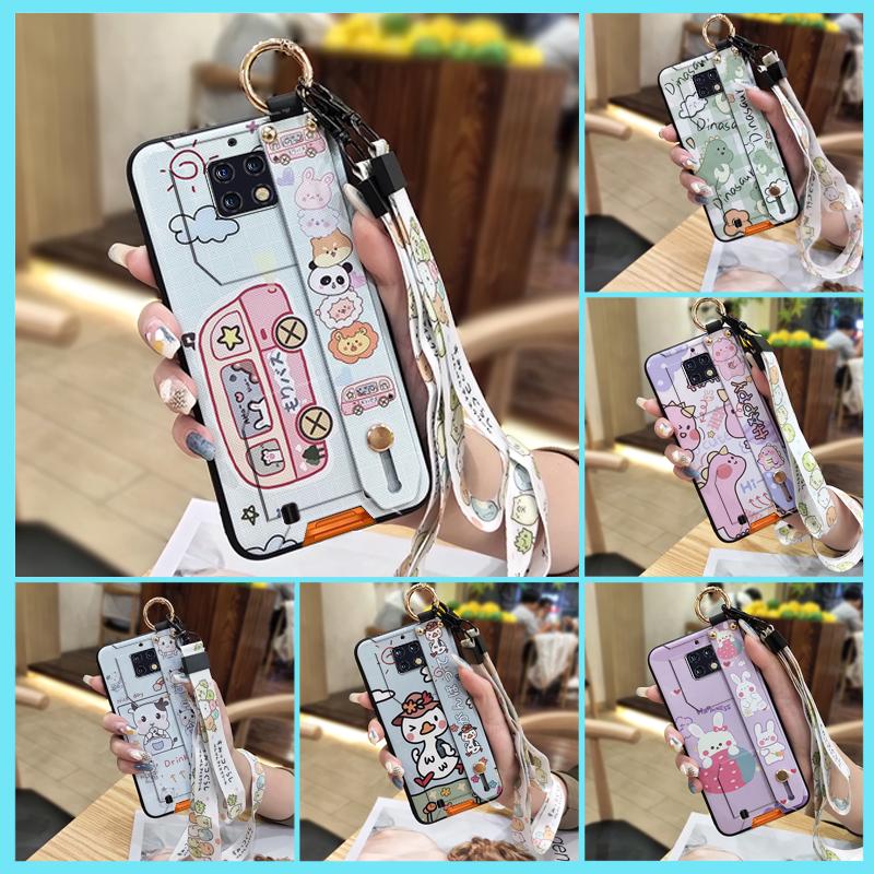 Shockproof Soft case Phone Case For Oukitel WP6 Kickstand Wristband Dirt-resistant Lanyard Silicone Ring Cute Cartoon
