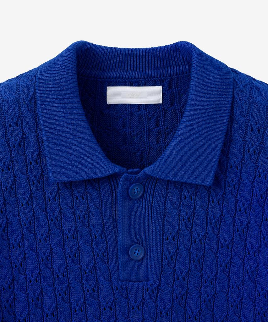 MINAV Strong Cotton Cable Punch Collar Knit [Cobalt Blue]