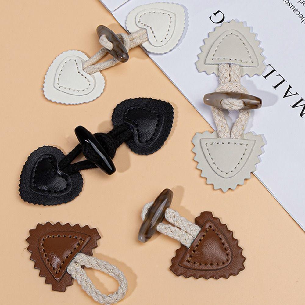 Fashion PU Leather Horn Buckle Vintage Style Sew-On Design Resin Horn Buttons Sew-On Buttons Jackets