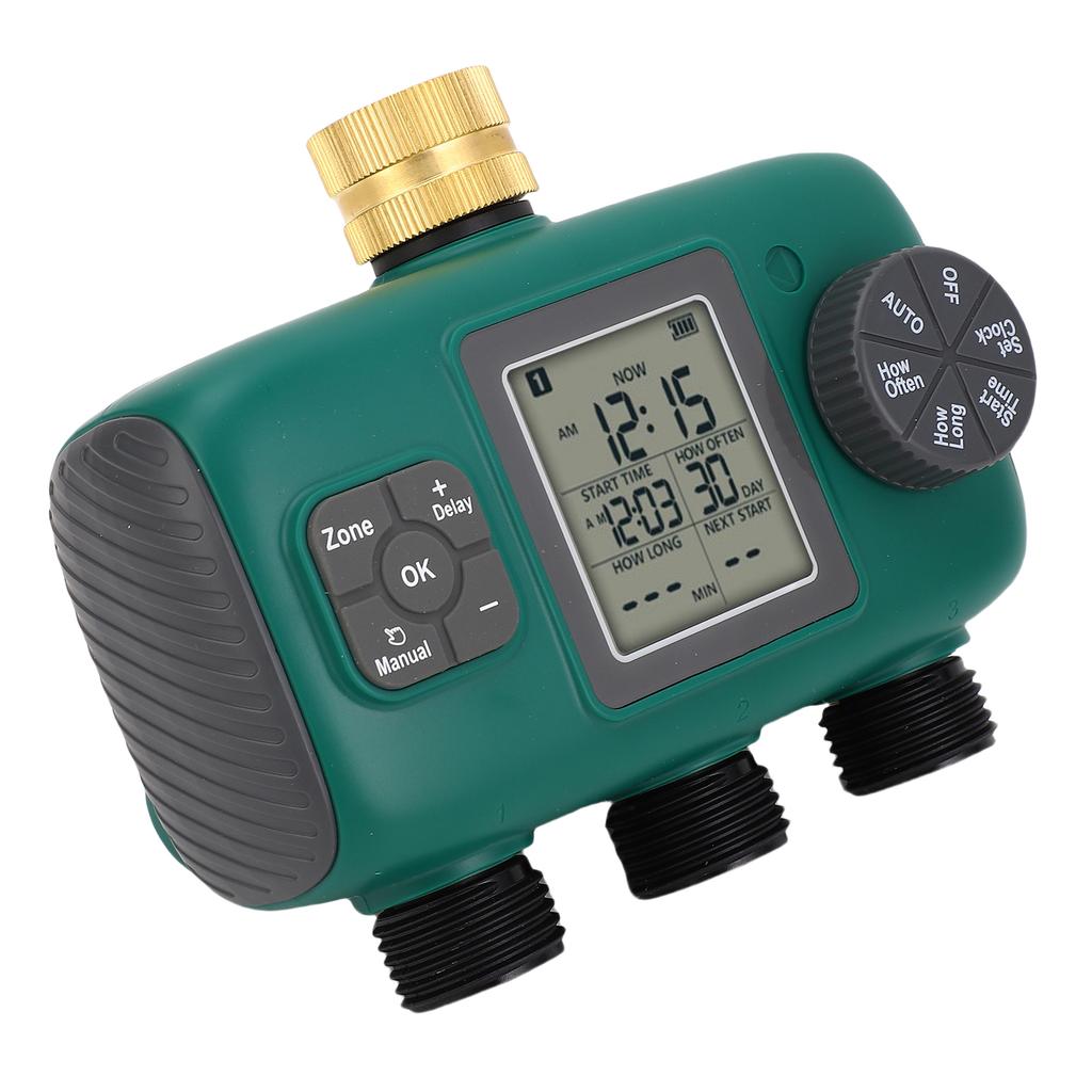 Temporizator Aspersor cu 3 Ieșiri Port din Alamă Rezistent la Apă Afișaj LCD Temporizator Udare Controler Irigare