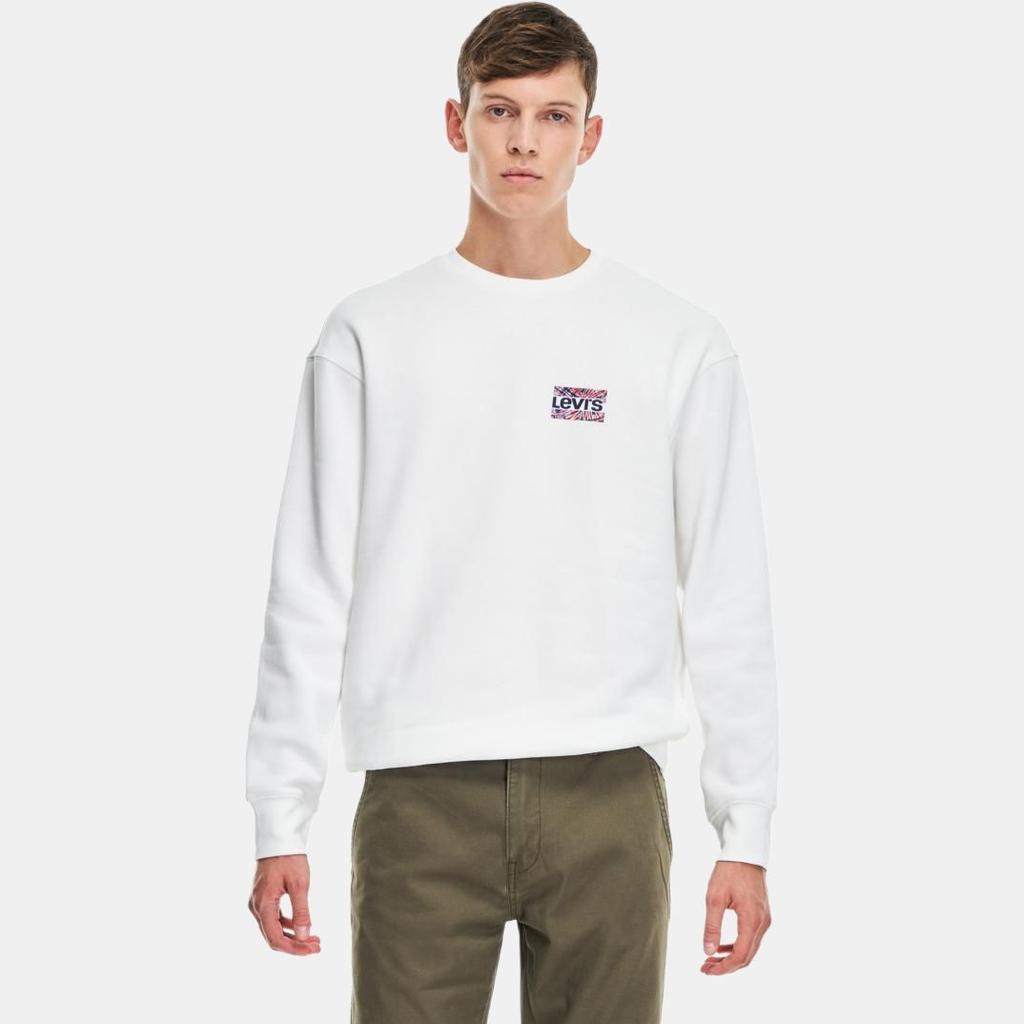 Levis Loose Fit Crew Neck Pullover Long Sleeve Sweatshirt Men Sweatshirt White 38712-0072