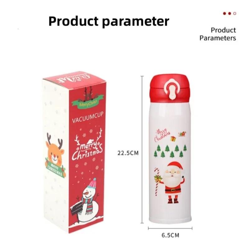 500ml Christmas Thermos Cup Stainless Steel Vacuum Water Bottle Cartoon Santa Claus Snowman Vacuum Flasks Water Bottle Xmas Gift