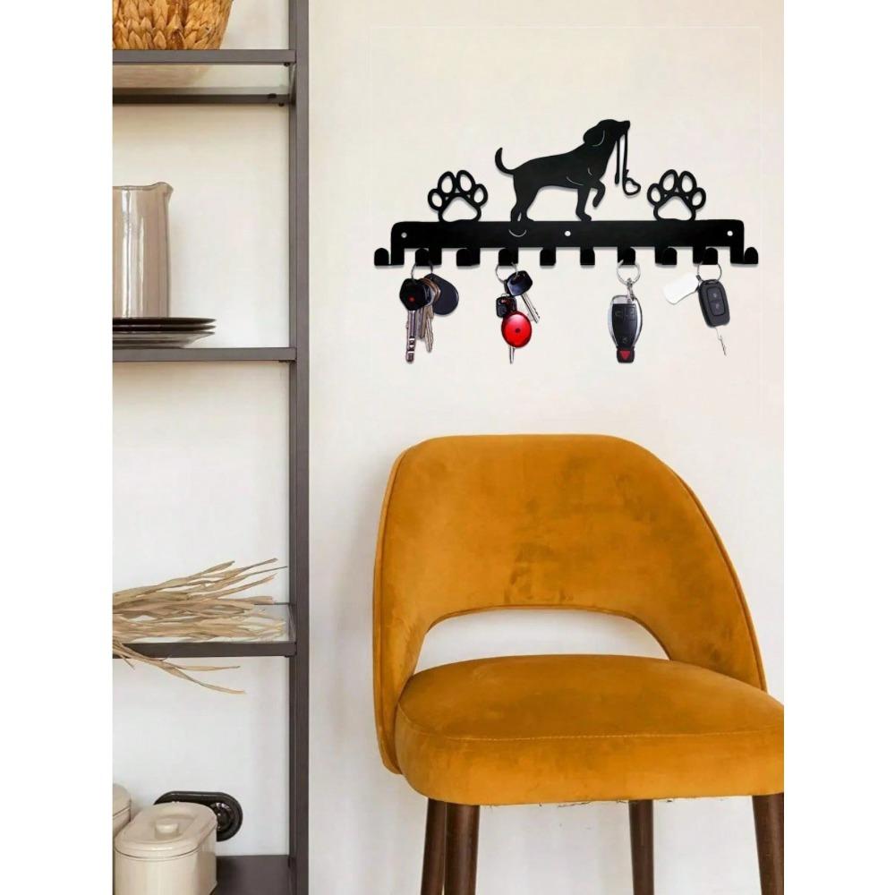 Black Metal Puppy Wall Hooks, Cute Dog Design for Living Room & Bedroom Entryway