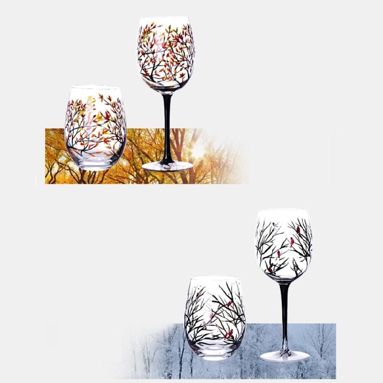 Exquisite Glass Cup Four Seasons Trees Cocktails Cup Durable Glass Material