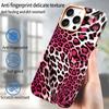 For iPhone 16 Pro Max Case Compatible with MagSafe Leopard Texture PU+PC Phone Cover