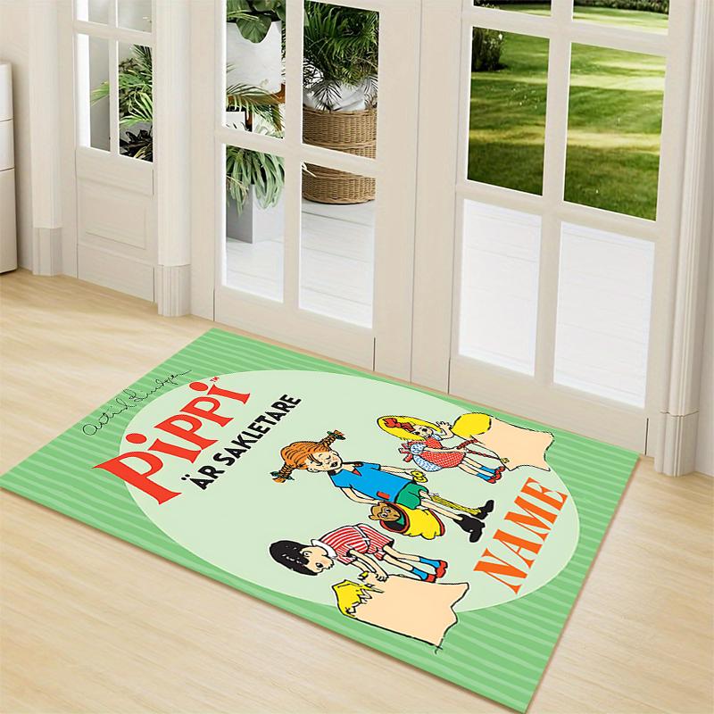 Custom Name Pippi Adventures Carpet Rug Customizable Soft Washable Anti-Slip Home Living Room Sofa Mats Personalized Rug. 0909321