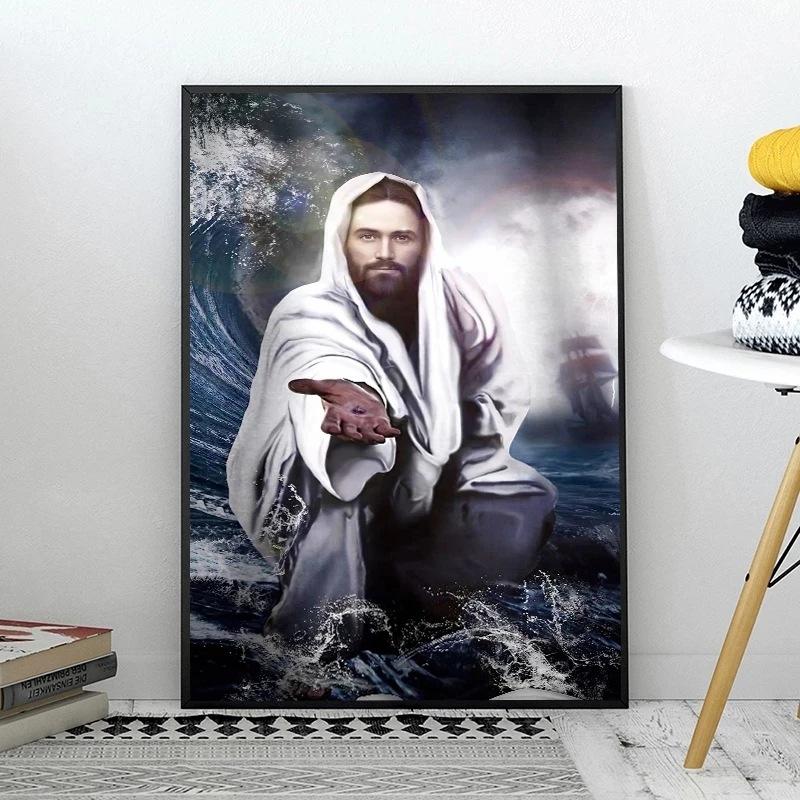 Scandinavian Minimalist Wall Art Catholic Christian Holy Jesus HD Canvas Poster Print Home Bedroom Living Room Decoration