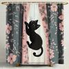 1Pc Nordic Art Cartoon Black Cat Print Shower Curtain Partition Privacy Hanging Bathroom Curtain With Hooks Decoration Curtain