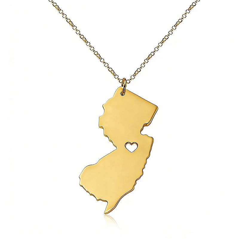 United States New Jersey Map Necklace Stainless Steel America Map Pendants Necklaces Jewelry Accessories золотой