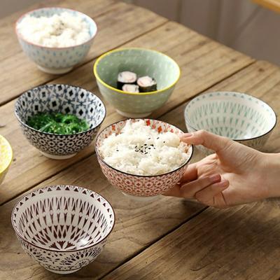 4.5inch Japanese Style Ceramic Rice Bowl Tableware Household Kitchen Restaurant Round Anti-scald Noodle Soup Bowl 2025 New