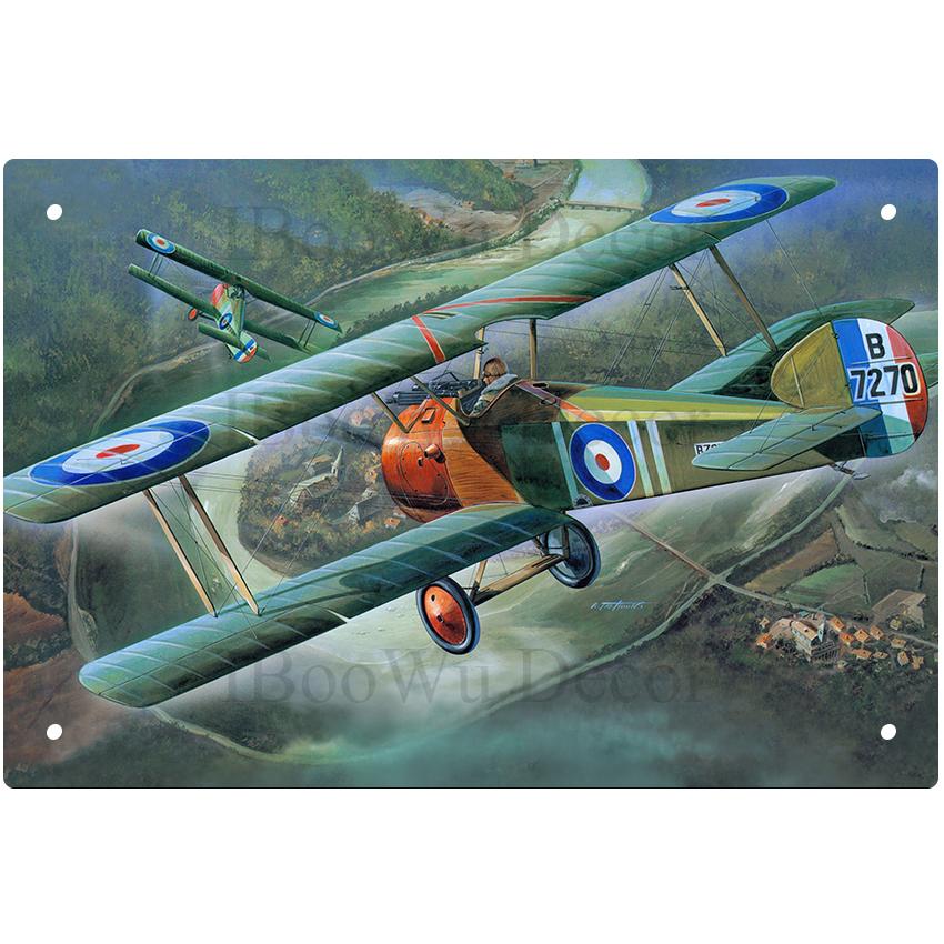 Airplane Fighter Vintage Metal Signs American Style Aircraft Wall Sticker Painting Poster Pub Bar Room Decor