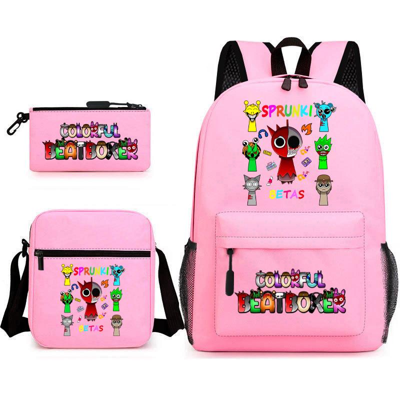 3D New Game Rhythm Box Sprunki School Bag Backpack Elementary and Secondary School Backpack Crossbody Bag Pencil Bag D