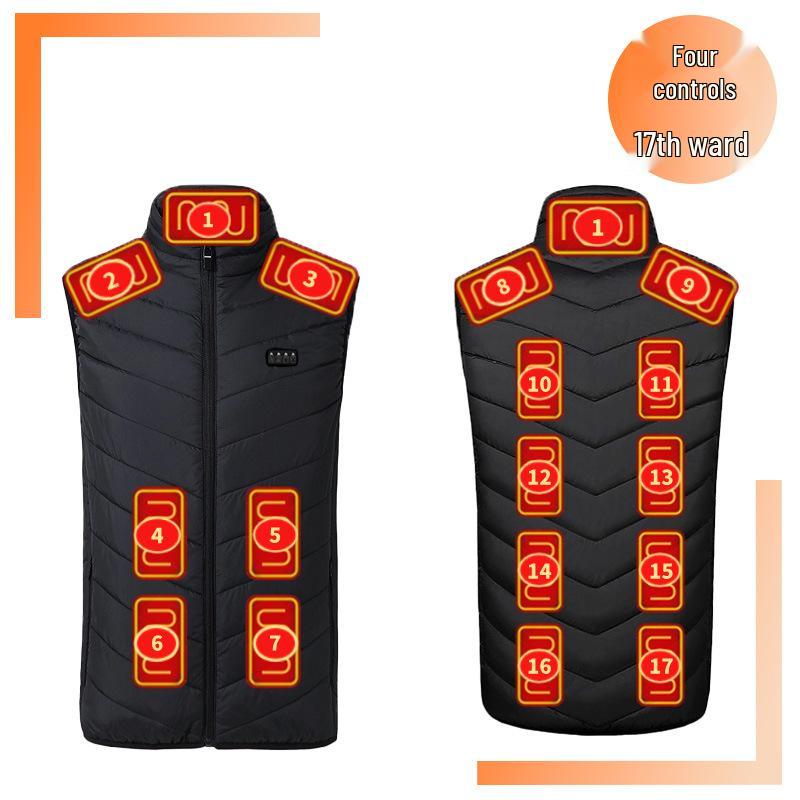 Seventeen-Zone USB Electric Heating Vest for Winter Warmth