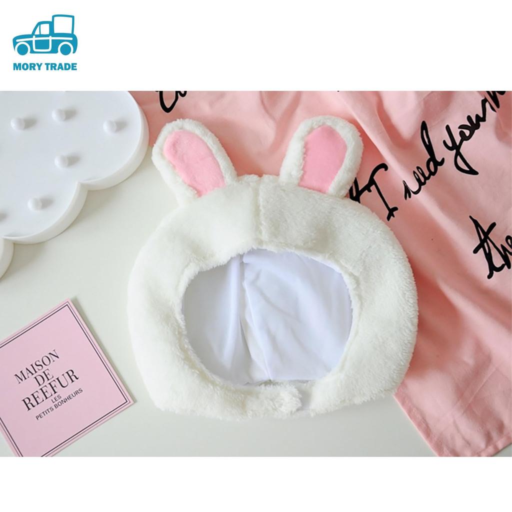 MORYTRADE Rolig Plyschhuvudbonad Hatt för Cosplay, Halloween, Kanin (Korta Öron)