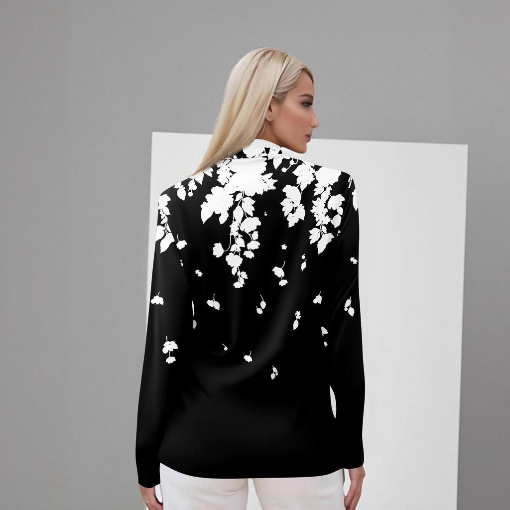 Women's Daily Casual Long Sleeve Mid Collar Top