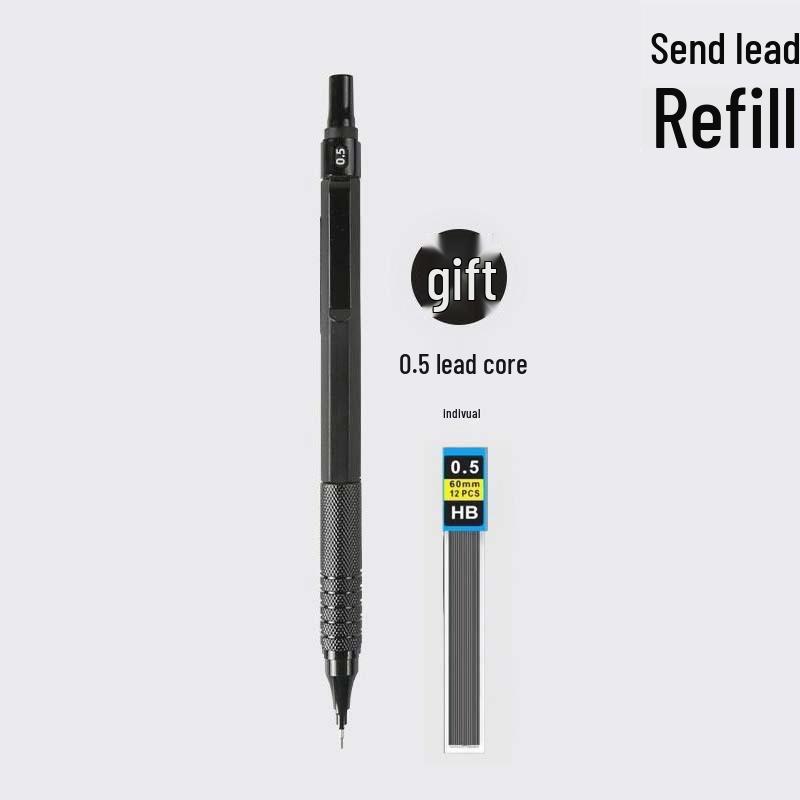 Professional Metal Mechanical Pencil, 0.5/0.7mm, Low Center Gravity, Weighted Feel, Continuous Lead Feed for Drawing & Painting.