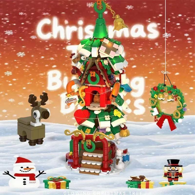 820PCS Christmas Tree Hole Music Building Blocks, DIY Elk Model Assembly Toy, Holiday Gift for Kids, Desk Décor & Home Ornament