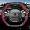 Lenkradbezug für Peugeot, Sportliches Wellendesign, Atmungsaktives Leder, Segmentiert, Rutschfest, Schweißabsorbierend