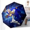 Sonic the Hedgehog Clock, Blue Sonic Wall Decor Umbrella, Cute Umbrella with Cute Design, Portable 3-Fold Compact Umbrella for Men & Women, Valentine'