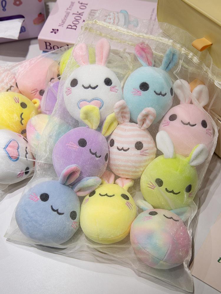 

9Pcs Cute Rabbit Plush Toy Set Cartoon Round Bunny Ball Soft Stuffed Animal Decompression Doll Gift For Kids And Friends 13cm