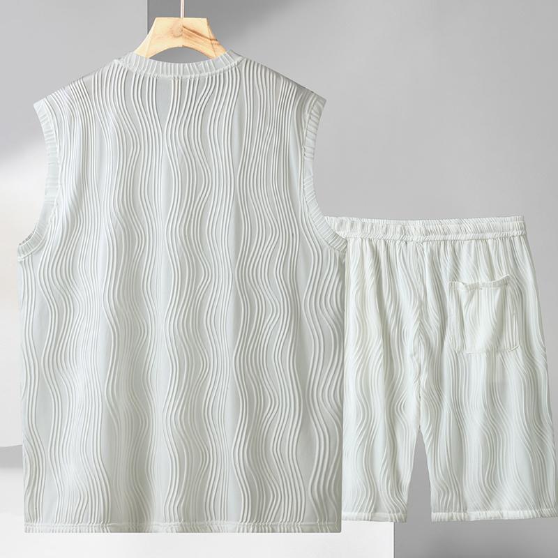 Übergröße 4XL-11XL Oversized Ärmelloses T-Shirt Sommer Herren 2-teiliges Set Mode Shorts Sets Vintage Kleidung