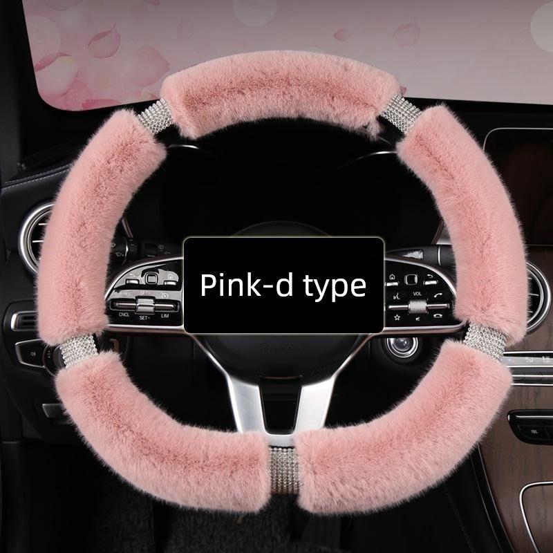 Car Steering Wheel Cover Winter Warm Short Plush Universal Car Handle Cover Trendy Cute Goddess Fashion Style Interior Decoration