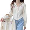 Women's Apricot Polo Long Sleeve Cropped Hoodie - Stylish Autumn/Winter 2023 Pullover with Hood