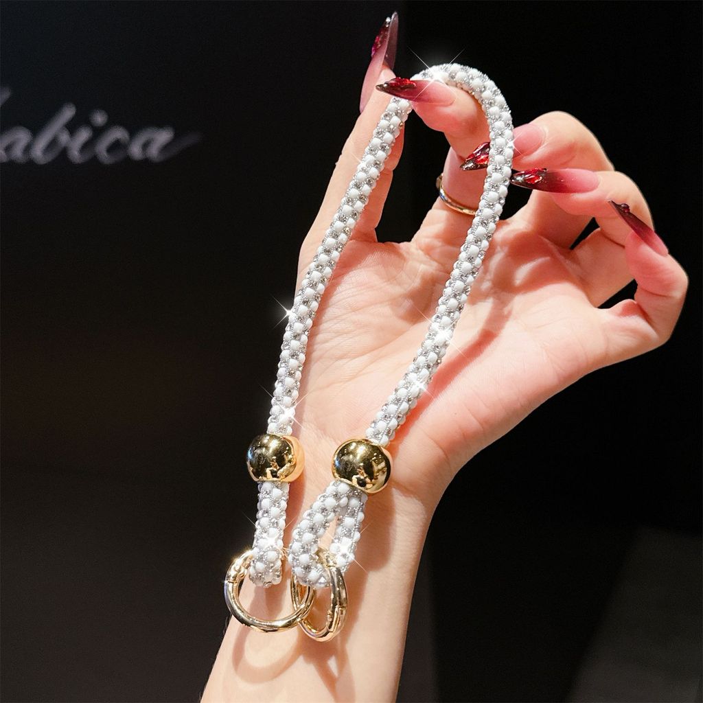 Pvc Jewelry Phone Strap With Glittering Beads And Card For Women And Men