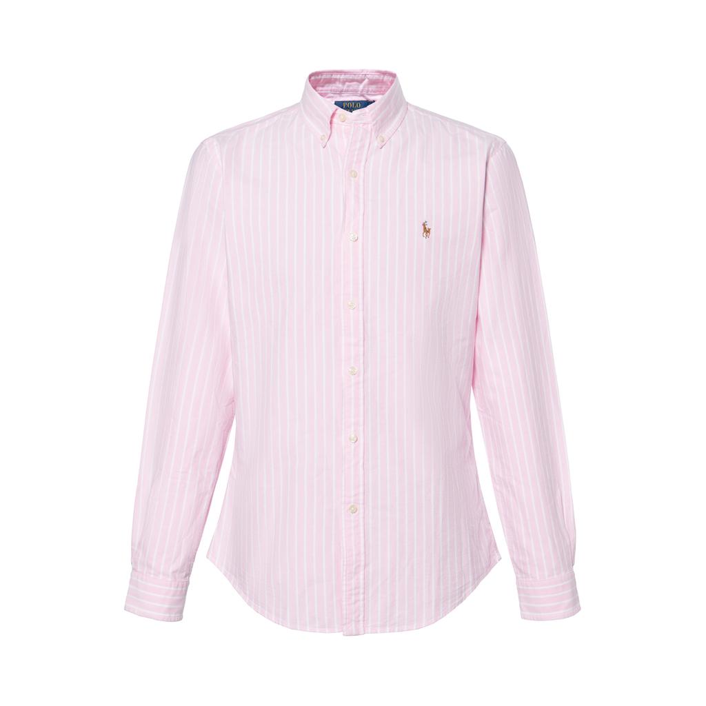 Polo Ralph Lauren Ss22 Logo Embroidered Striped Button-Up Long Sleeve Shirt Men Shirts Pink 710829448-002