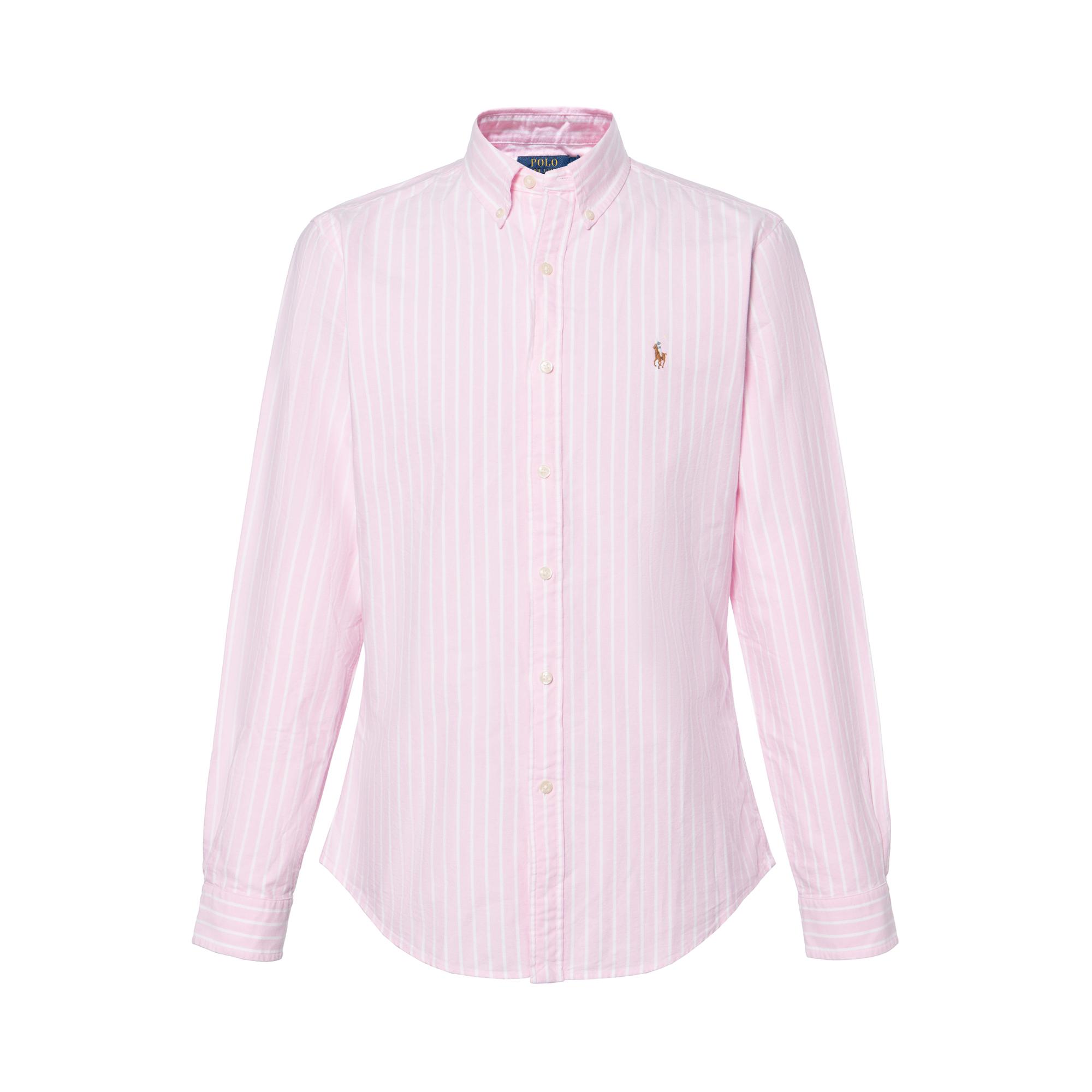 

Polo Ralph Lauren Ss22 Полосатая рубашка с вышитым логотипом на пуговицах с длинным рукавом Мужские рубашки Розовые 710829448-002 M