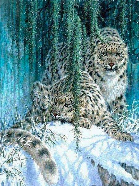 5D DIY Diamond Painting Leopard Mosaic Diamond Embroidery Full Round Drill Animal Cross Stitch Kit Home Decoration