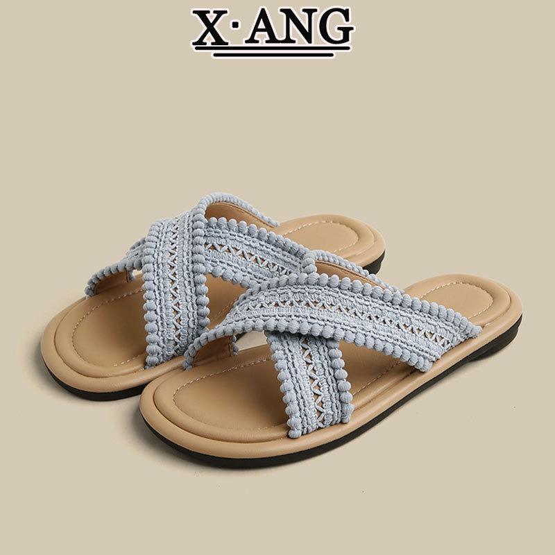 

Soft bottom woven slippers women s summer wear new with skirt holiday style beach cool slippers 40
