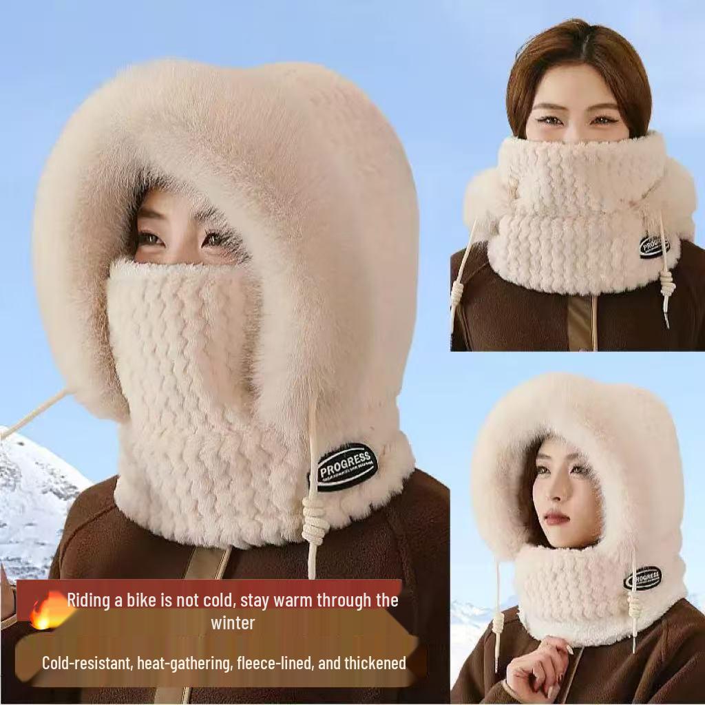 Plush Knit Winter Cycling Hood with Windproof Ear Protection