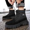 Men's Waterproof Leather & Fur Snow Boots - Non-Slip, Warm High-Top Workwear Martin Boots