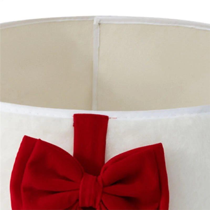 AS60-Plush Christmas Tree Skirt Holiday Decoration With Bowknot Reusable Tree Stand Skirt For Indoor Outdoor