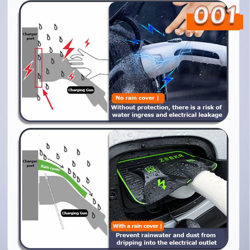 Per ZEEKR 001 2024 Copertura Antipioggia per Ricarica Auto Pistola di Ricarica Elettrica da Esterno Copertura Impermeabile per Auto Accessori di Protezione Neve Pioggia