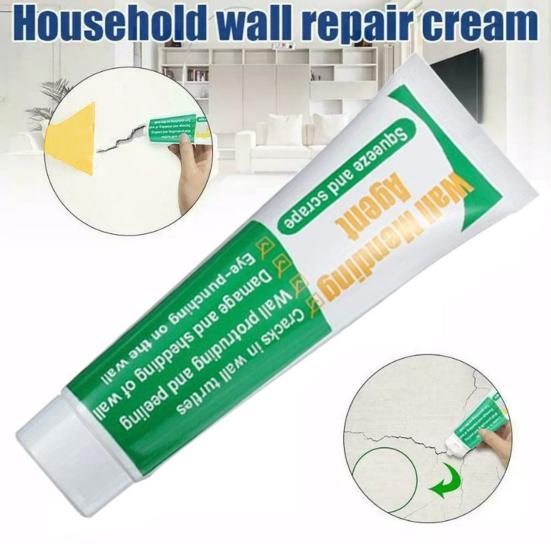 100G Väggreparationsmedel Gipsreparationssats med Skrapa Vägghålsreparationspasta Hemväggspricka Spikhålsreparationsspackel Gips