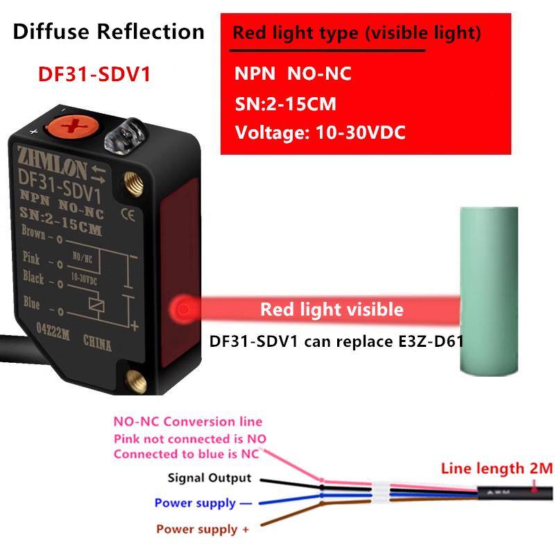 24V Infrared Laser Diffuse Reflection Photoelectric Switch Can Replace E3Z-D61 E3Z- D62 D81 D82 L61 L81 Proximity Switch Sensor