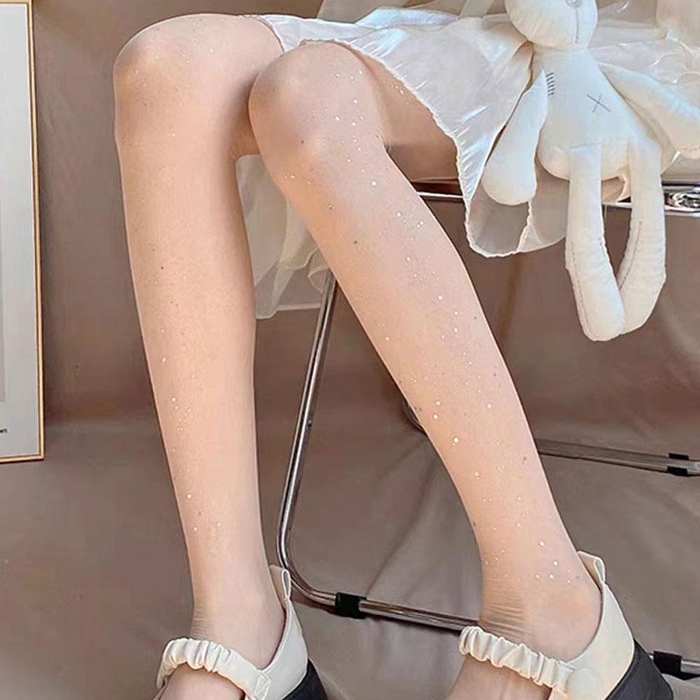 Sexy Shiny Stockings Y2k Women Transparent Tights Goth Pantyhose Slim Thin Nylon Tights Black Starry Sky